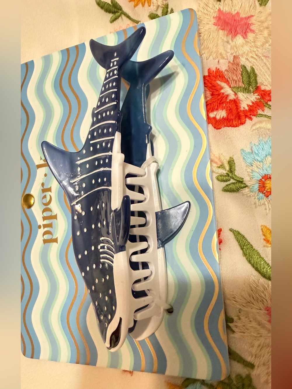 Piper•K Navy Whale Shark Decorative Hair Clip NEW - Picture 3 of 9